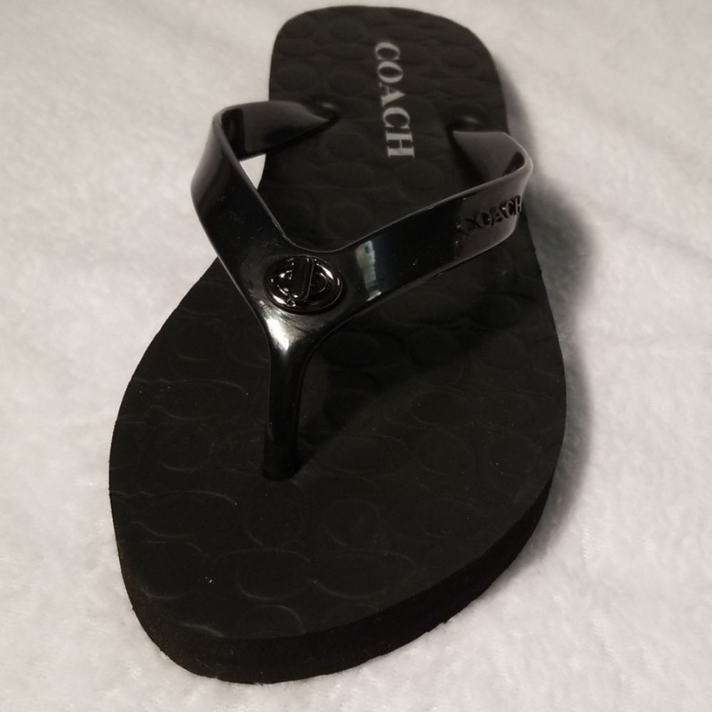 Coach black flip flops NWT